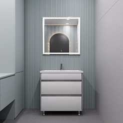 Stella Polare Тумба с раковиной Браво 80 слэйт / лакобель белое – фотография-9